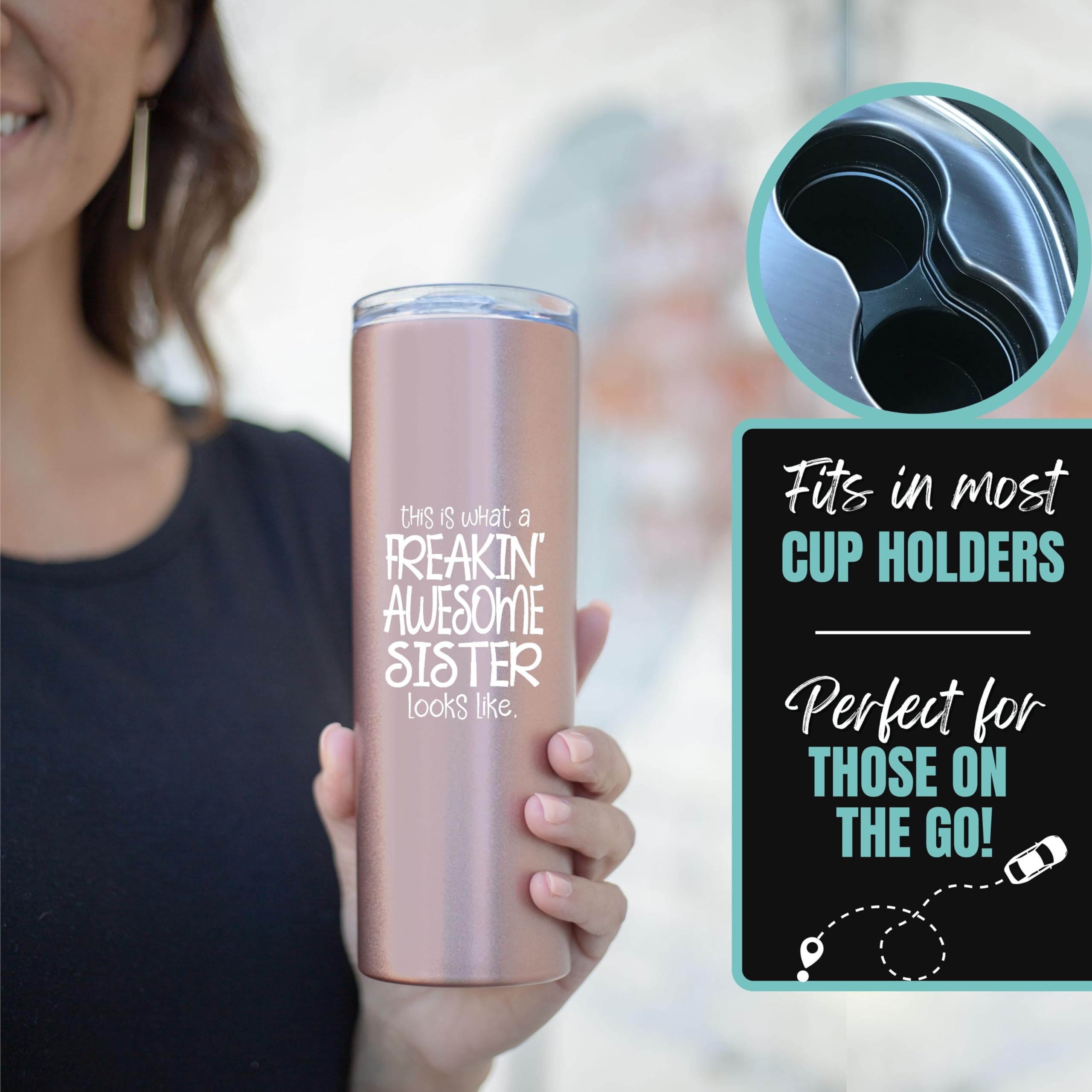 Funny Sister Gifts - Best Coffee Mug for Sisters - Insulated Travel Tumbler for Birthday & Christmas Presents from Siblings - Perfect for Office, Home & Road Trips