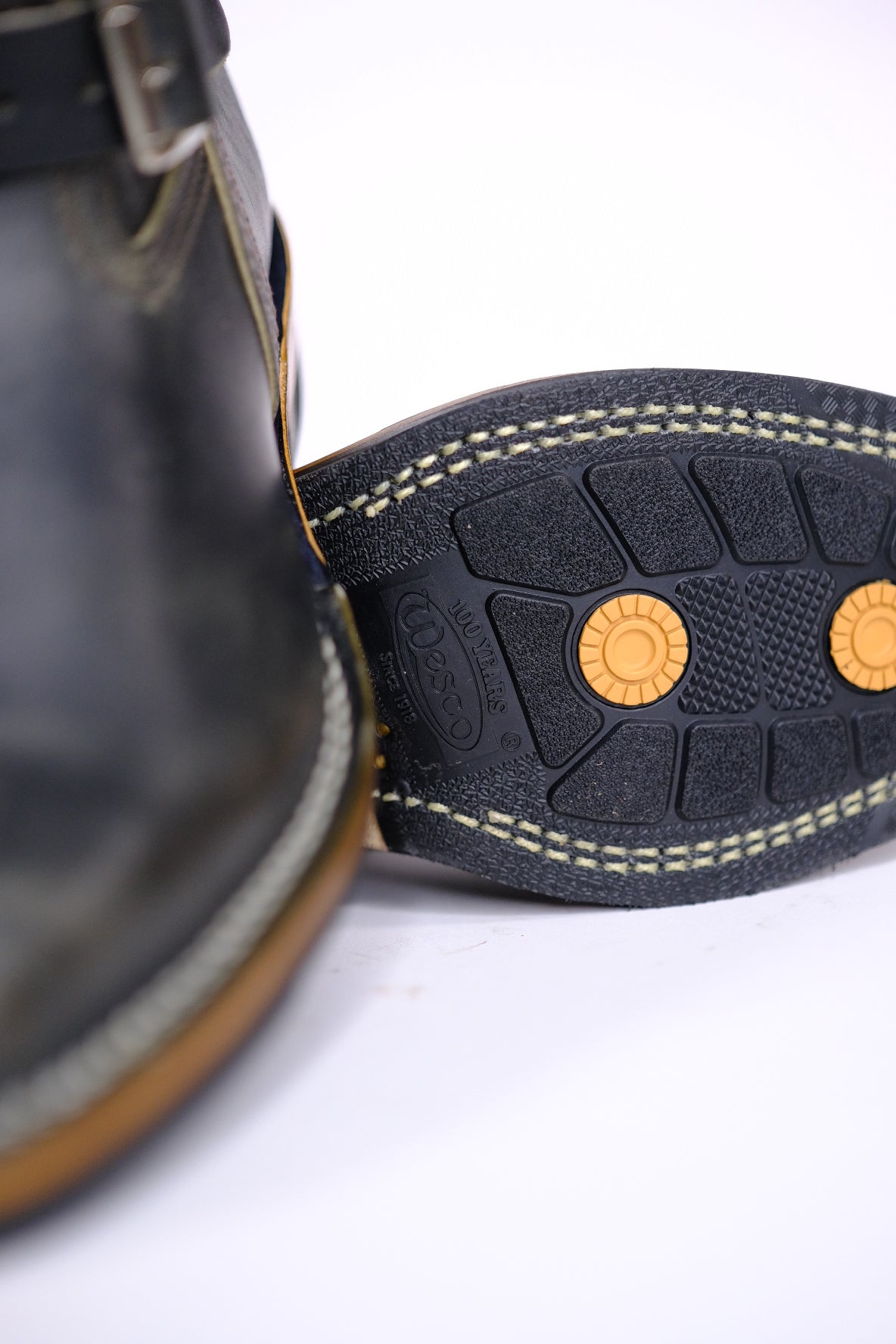 Premium Wesco Boots X The Shop Mister Lou - Petrolio Olive Waxed Black Horsehide Engineer Boots for Men | Durable Work & Motorcycle Riding Footwear