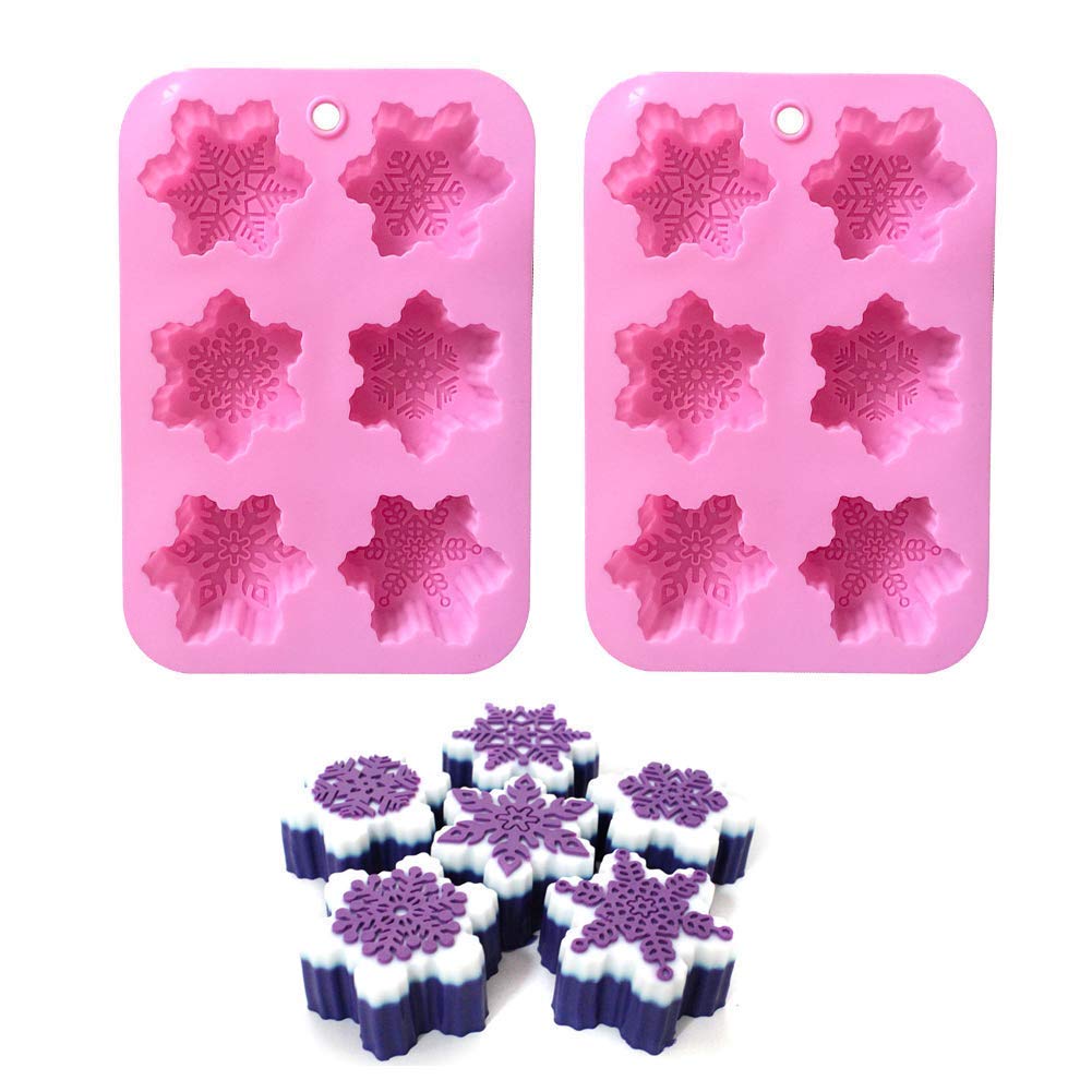 Snowflake Silicone Soap & Candle Molds - Christmas Baking Pans for Cake, Chocolate & Candy Making - 2 Pack Set - Perfect for DIY Holiday Gifts & Home Decor