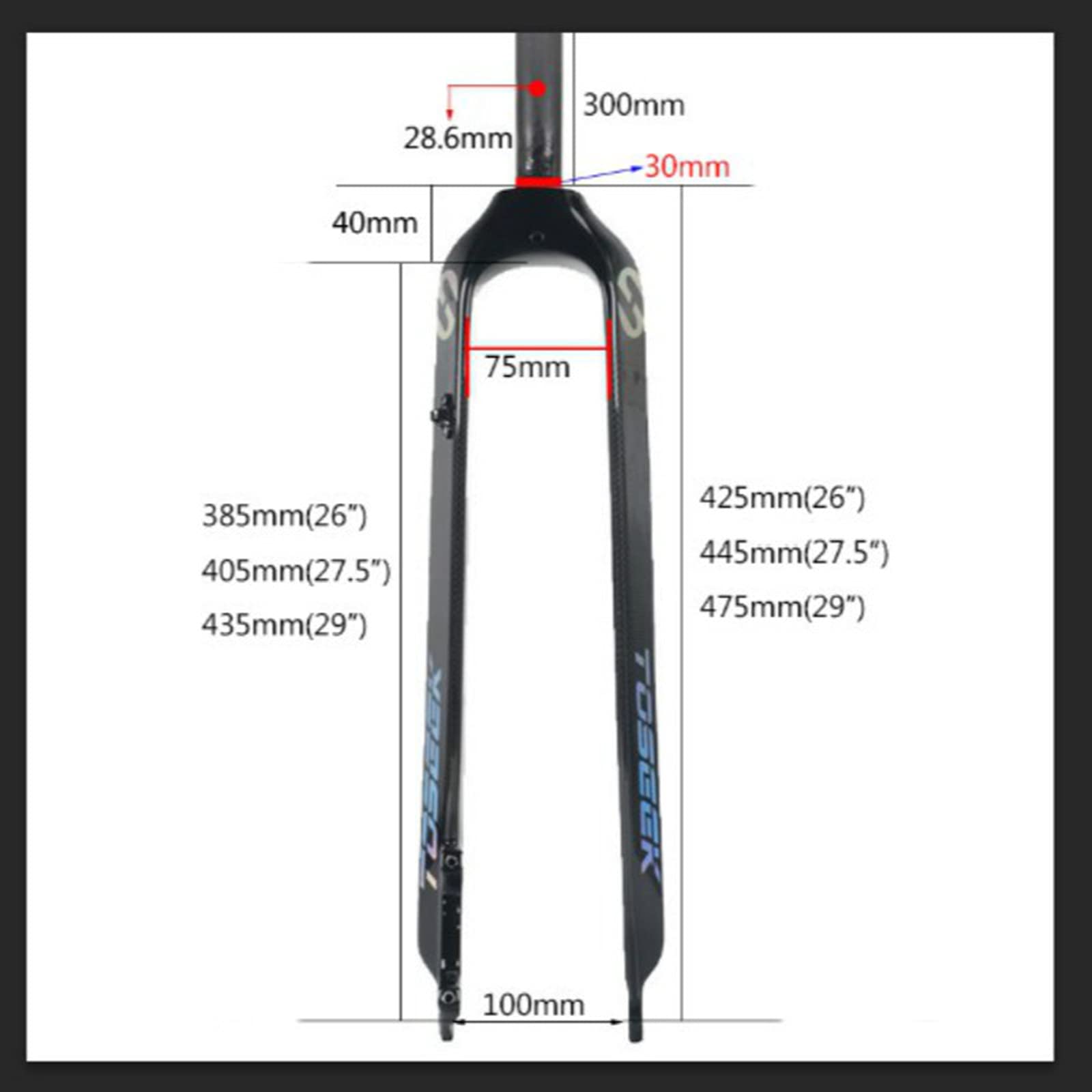 Premium T800 Carbon Fiber MTB Rigid Fork - 1-1/8