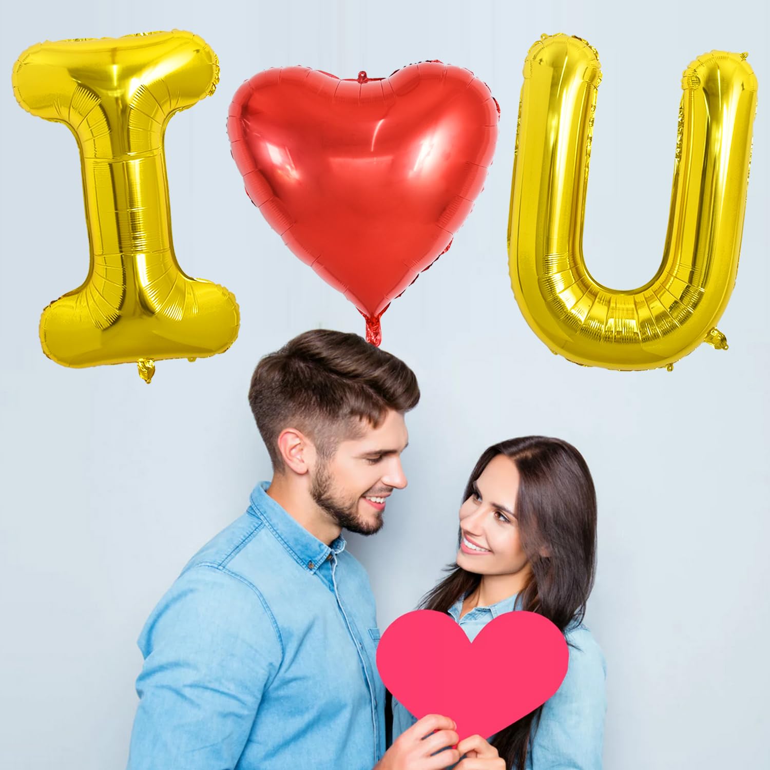 TONIFUL 40 Inch I Love You Foil Balloons - Giant Heart Shaped Letter Balloons (Gold, 3Pcs) for Valentine's Day, Wedding, Bridal Shower, Anniversary & Engagement Party Decorations - Perfect for Romantic Proposals, Photo Backdrops & Surprise Celebrations