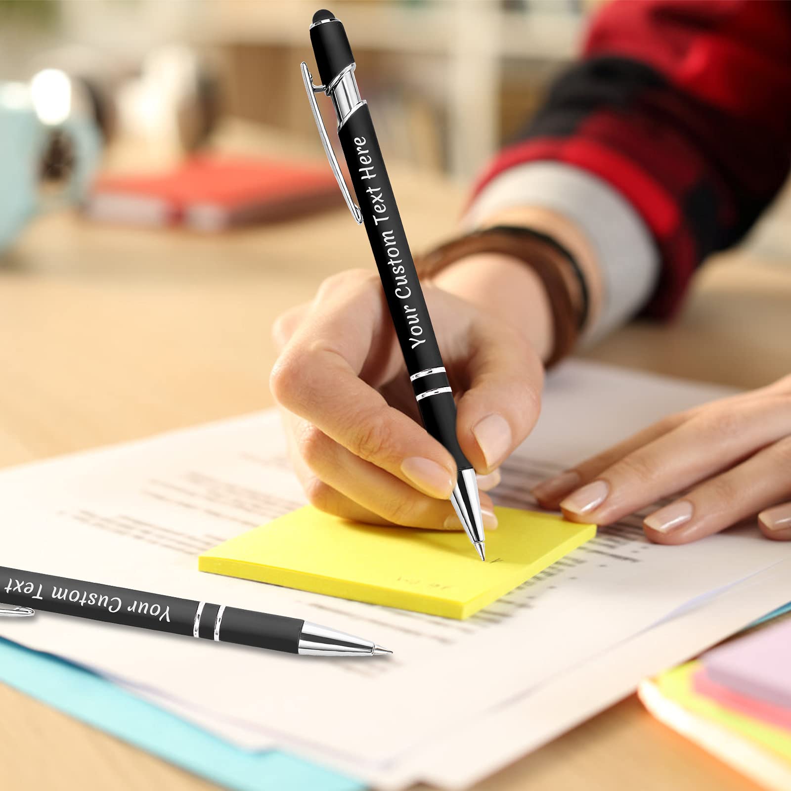 150 Pcs Personalized Custom Pens Bulk - Free Engraving with Name/Message - Custom Ballpoint Pens & Stylus for Business, Office, Graduation - Unique Gifts for Men & Women - Christmas, Birthday Presents (Black) - Perfect for Corporate Events, Promotions, School Supplies & Thoughtful Gift-Giving