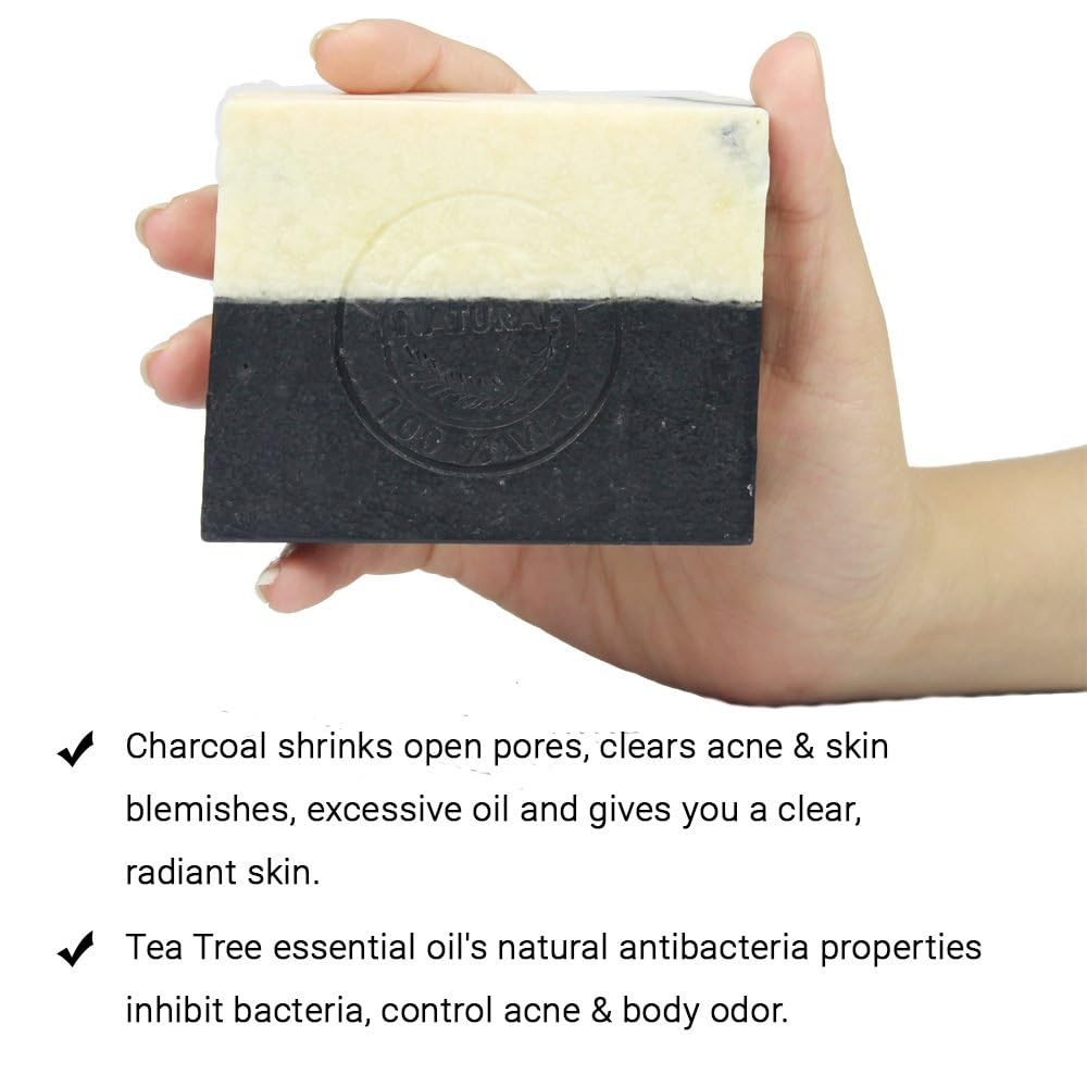 Organic Activated Charcoal Soap for Men & Women - Detoxifying, Deep Pore Cleansing & Body Odor Control | 100% Natural, Handmade, Vegan with Vitamin E | 150g Bar Soap | Perfect for Daily Skincare Routine, Gym Use & Travel Essentials