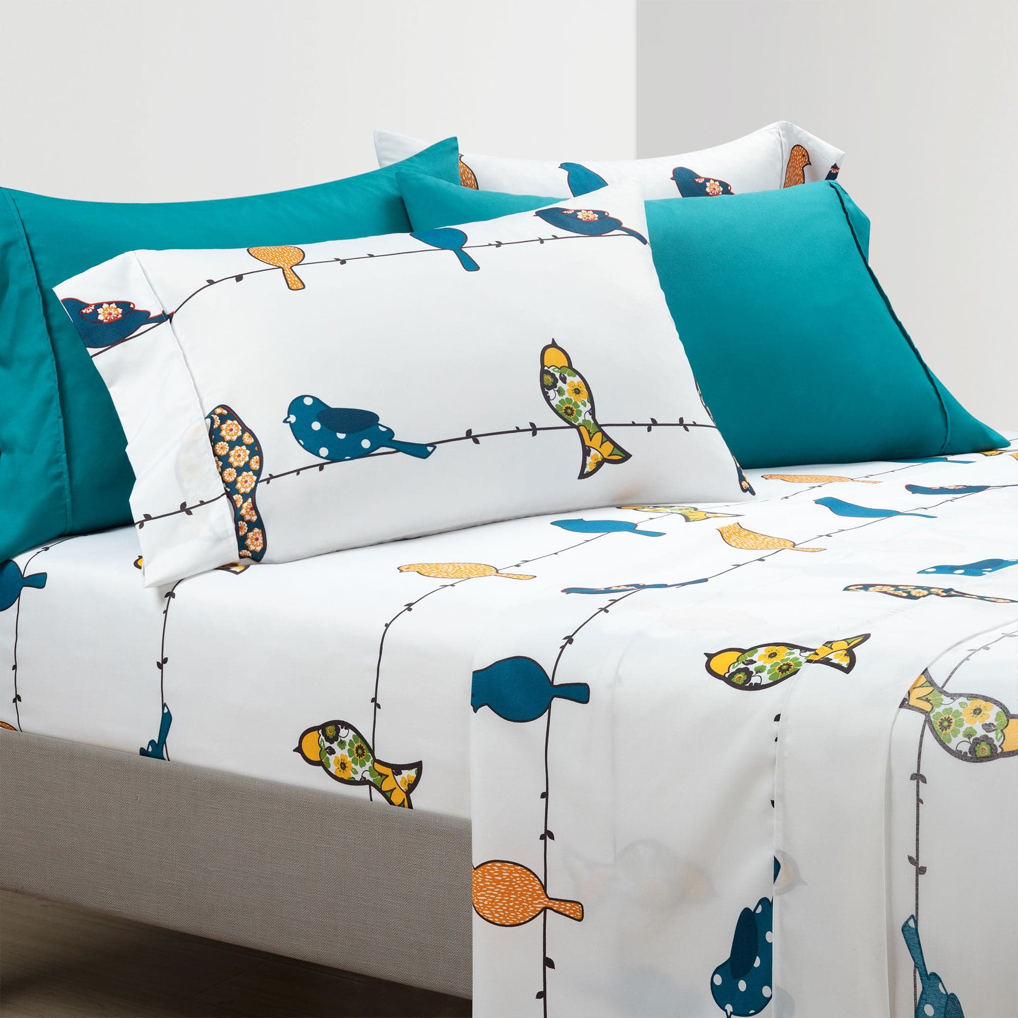 Rowley Birds 6-Piece Soft Cotton Sheet Set - Queen Size Bedding for Comfortable Sleep, Breathable & Cozy - Perfect for Master Bedroom, Guest Room, or Dorm