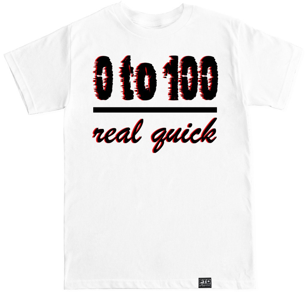 FTD Apparel Men's 0 to 100 Graphic T-Shirt - Cool Casual Cotton Tee for Streetwear, Gym & Everyday Outfits