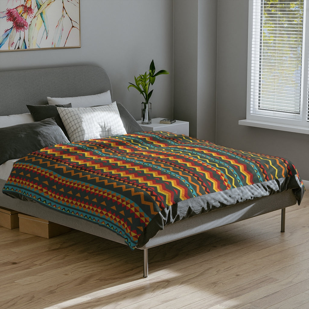 Southwestern Blanket - Sahara Sunrise Velveteen Minky Throw | Soft Polyester Fleece with One-Sided Print | Mexican Style Blanket in 3 Sizes (50x60, 60x80, 72x90) | Perfect for Sofa, Bed, Picnic & Outdoor Use