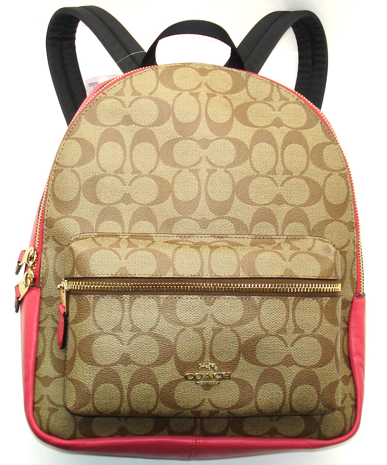 COACH Pebbled Leather Medium Charlie Backpack for Women | Stylish Designer Laptop Backpack for Work, Travel & College | Durable Leather School Bag with Adjustable Straps