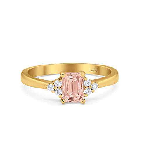 14K Yellow Gold Simulated Morganite CZ