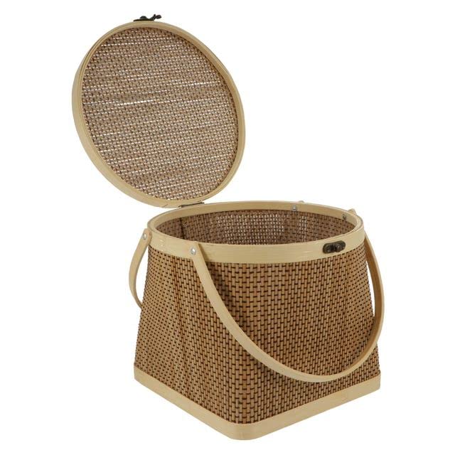 TOPOB 1-Piece Bamboo Gift Basket with Lid - Multipurpose Storage & Picnic Basket for Home, Kitchen, Party, and Outdoor Gatherings