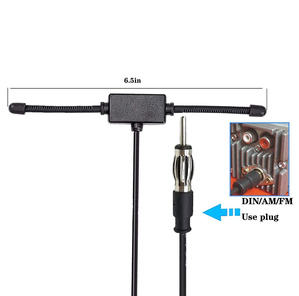 Universal Car Stereo AM FM Radio Antenna - 10ft Hidden Adhesive Patch Antenna with DIN Plug for Trucks & Vehicles | Enhanced Signal Reception for Road Trips & Commuting