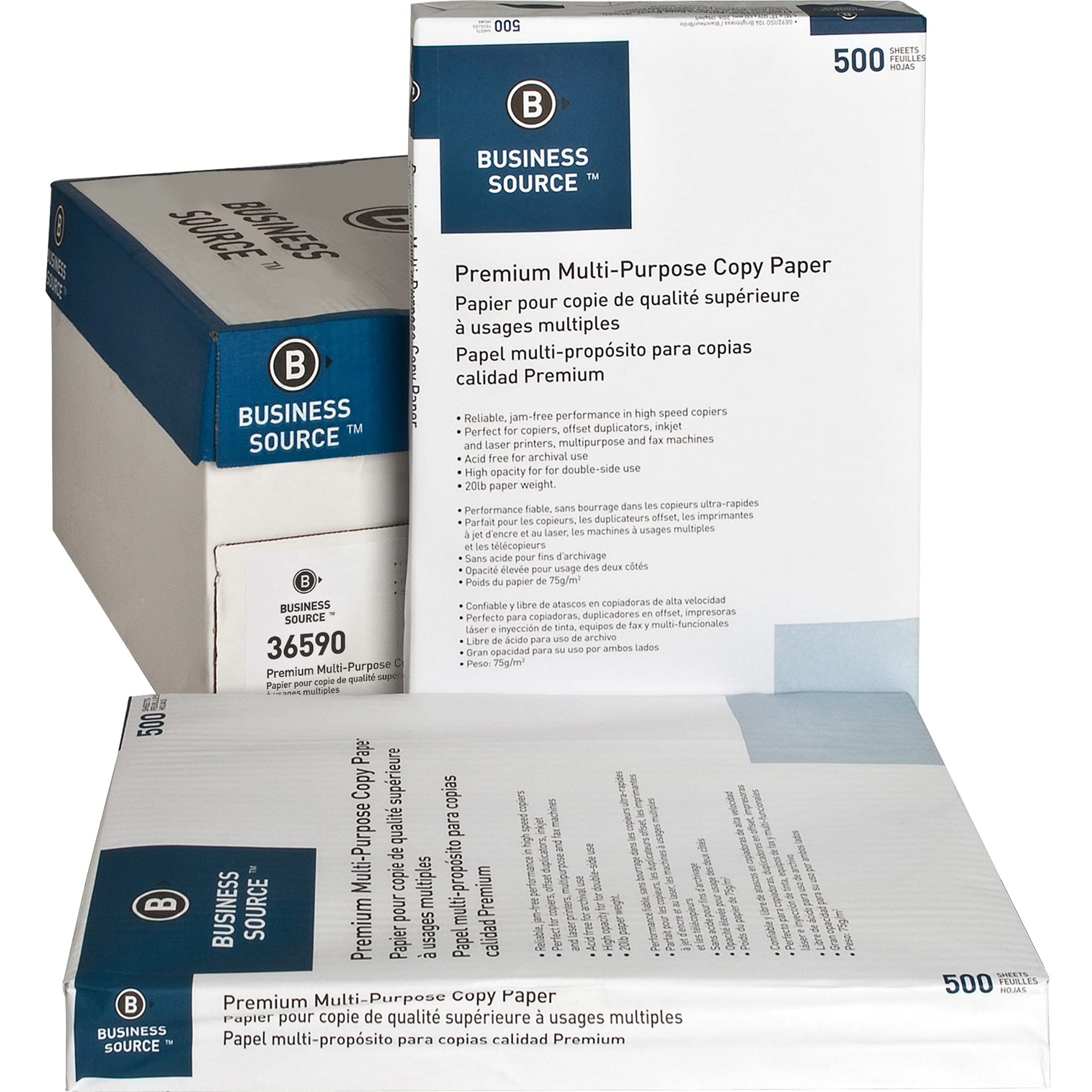 Business Source Premium Multipurpose Copy Paper, Ledger/Tabloid Size (11x17 Inches), 92 Bright, 20lb - 500 Sheets/Ream (36590) - Ideal for Office Documents, Presentations & Large Format Printing