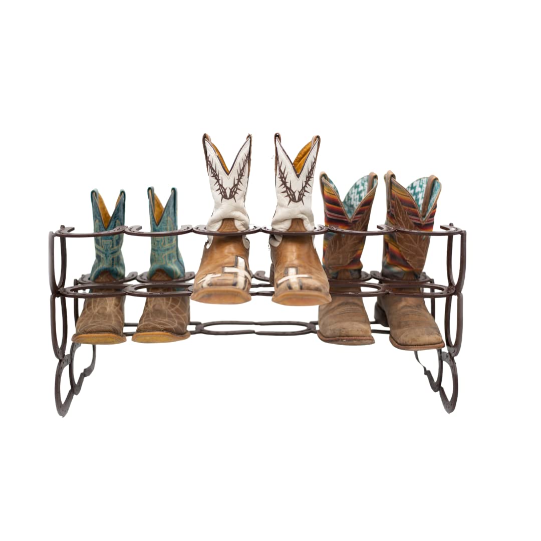 Horseshoe Boot Rack - Rustic Wall Mounted Shoe Organizer for Entryway, Mudroom, or Garage - Perfect for Western Decor & Cowboy Boot Storage