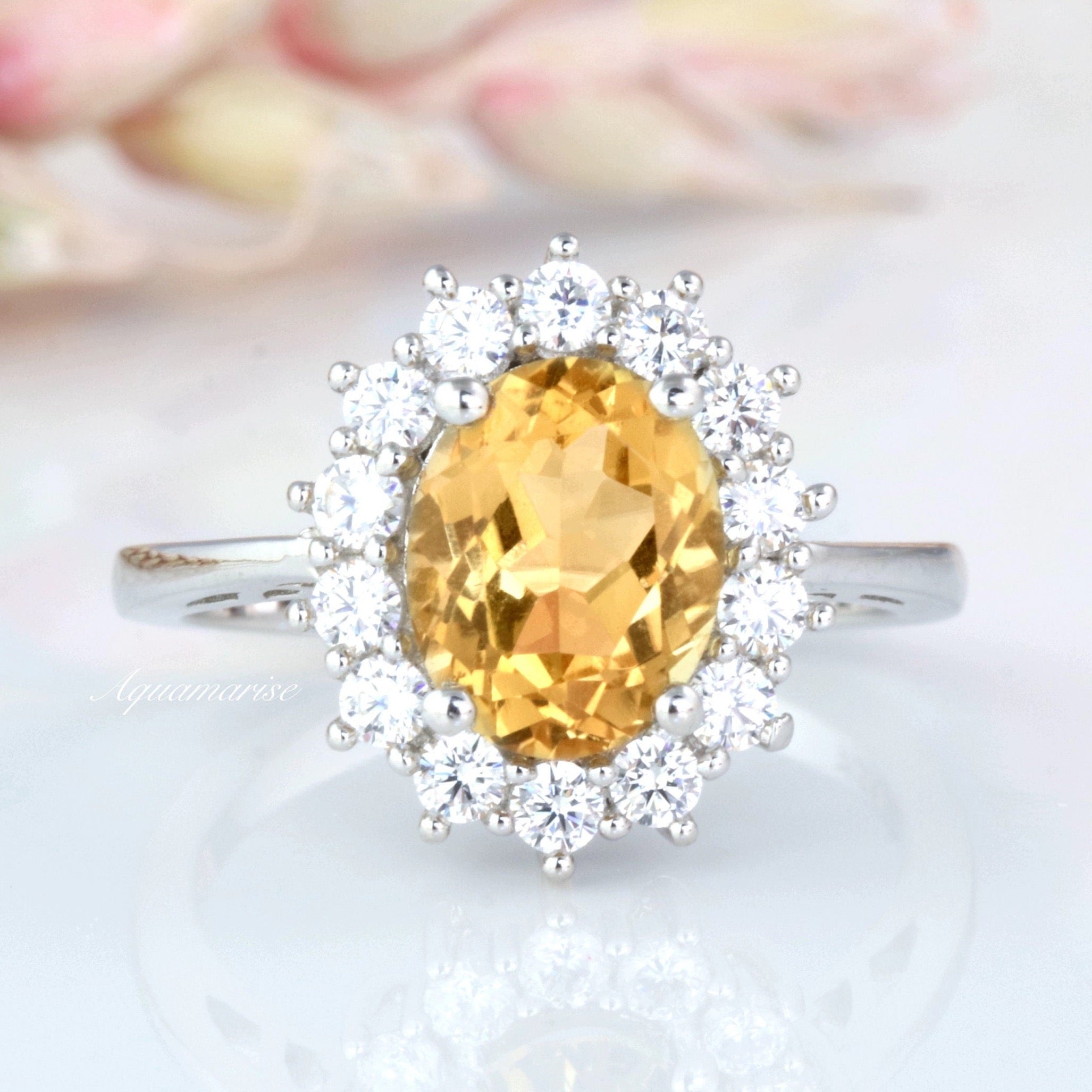Elegant Diana Citrine Ring in Sterling Silver - Perfect for Women's Fashion, Gift Giving & Special Occasions