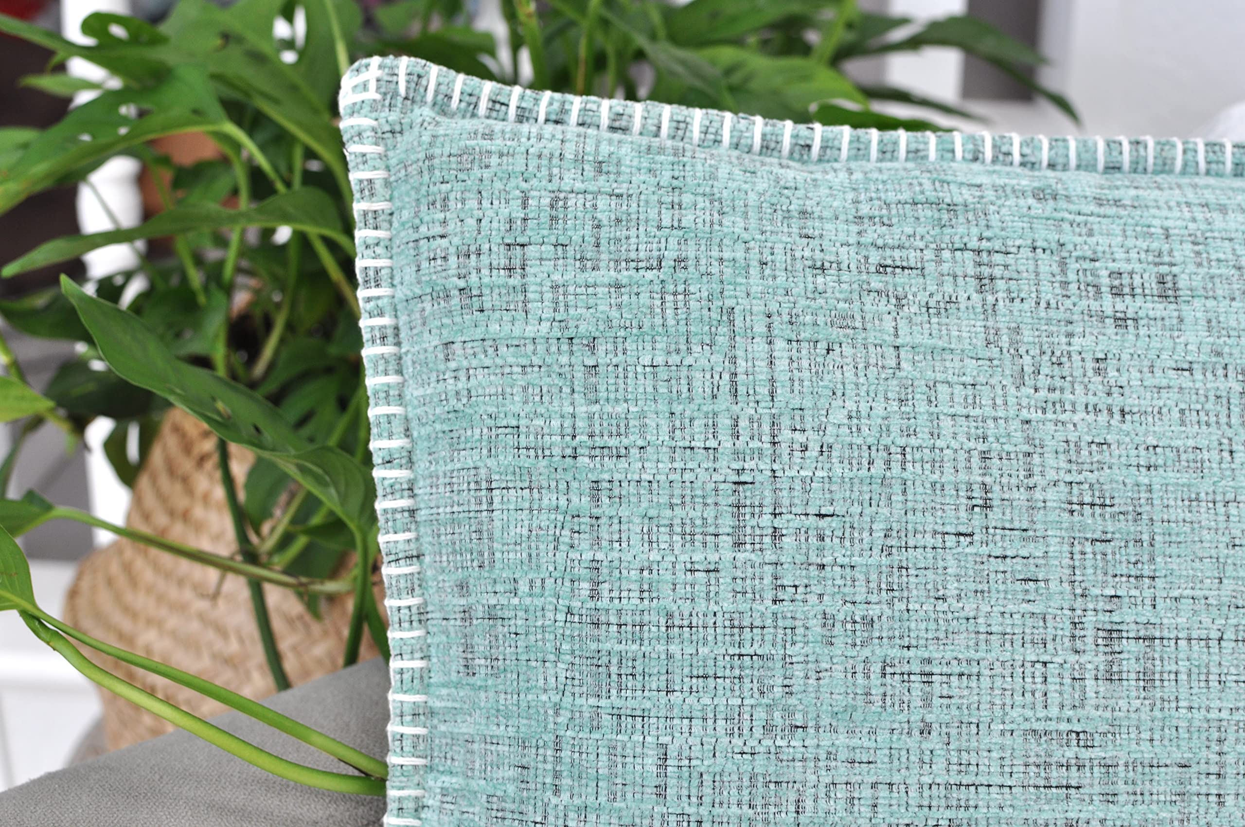 18x18 Inch Mint Green Chenille Pillow Covers Set of 2 - Soft Textured Decorative Square Cushion Covers for Sofa, Couch & Living Room Decor | Cozy Home Accessories for Modern Farmhouse, Apartment & Bedroom Styling