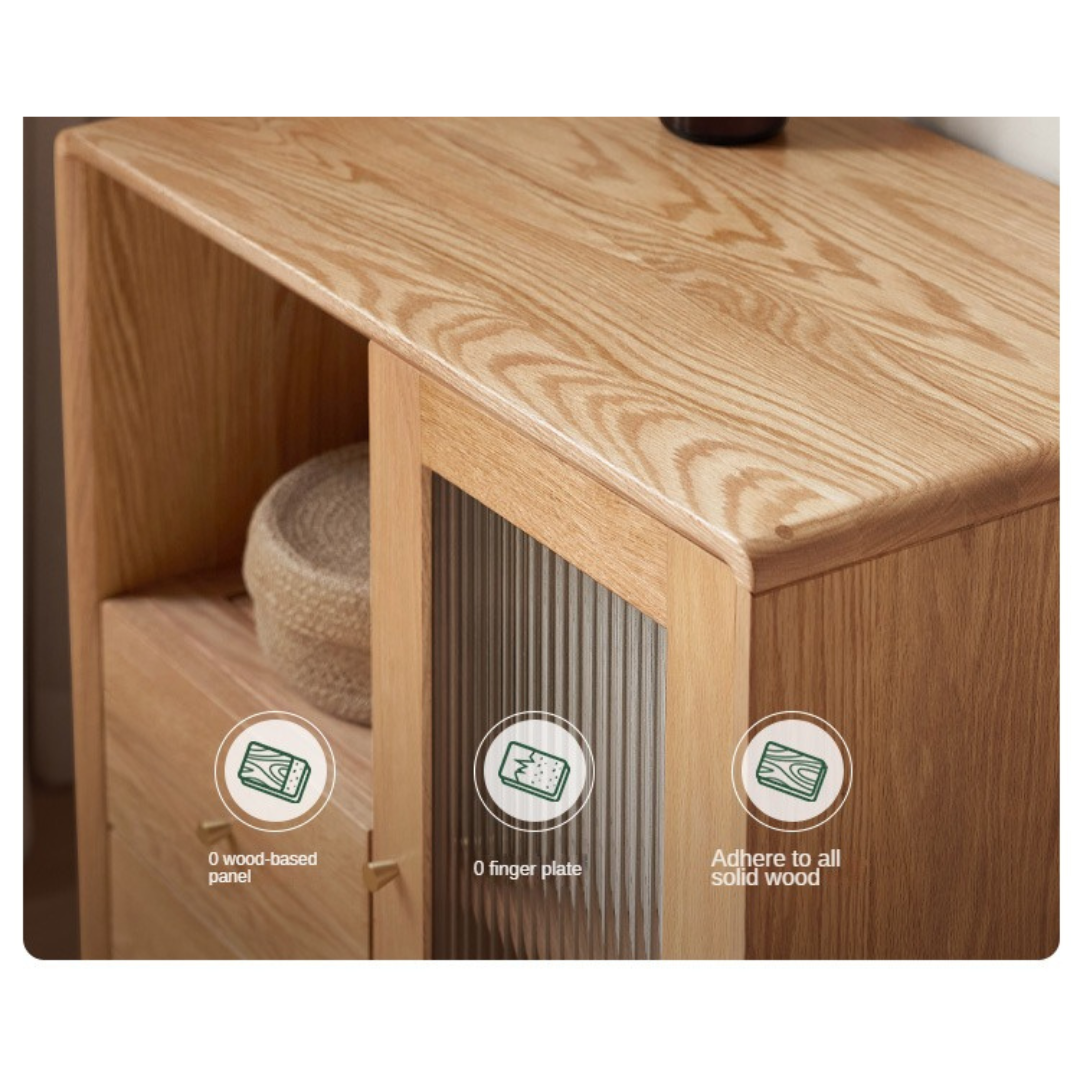 Solid Oak Wood Side Cabinet - Rustic Home Storage for Living Room, Bedroom & Entryway - Perfect for Organizing Books, Decor & Essentials