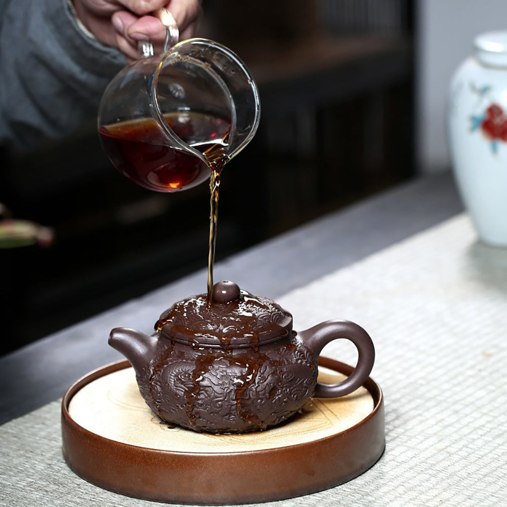 Premium Yixing Purple Clay Teapot - Handcrafted Dragon Design - Authentic Chinese Zisha Teapot for Gongfu Tea Ceremony, Perfect Gift for Tea Lovers & Collectors - Ideal for Home, Office & Tea Parties