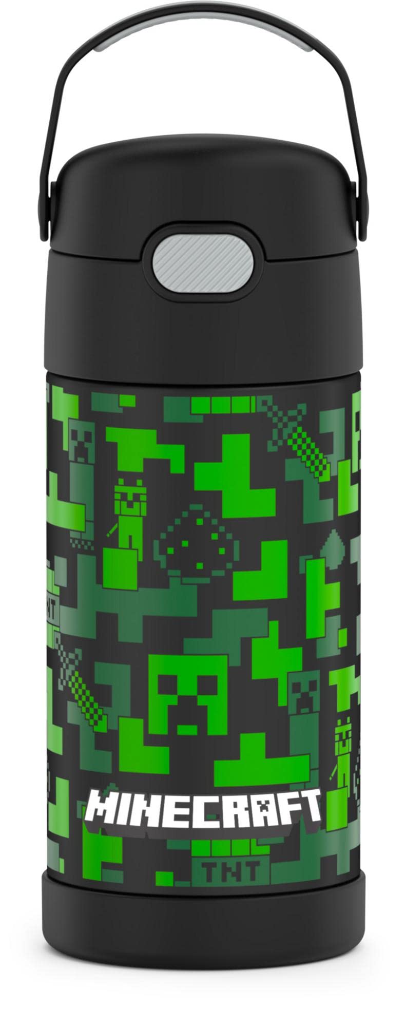 THERMOS FUNTAINER 10oz Stainless Steel Vacuum Insulated Kids Food Jar with Spoon & 12oz Straw Bottle | Minecraft Themed | Leakproof Lunch Box for School, Picnic & Outdoor Activities