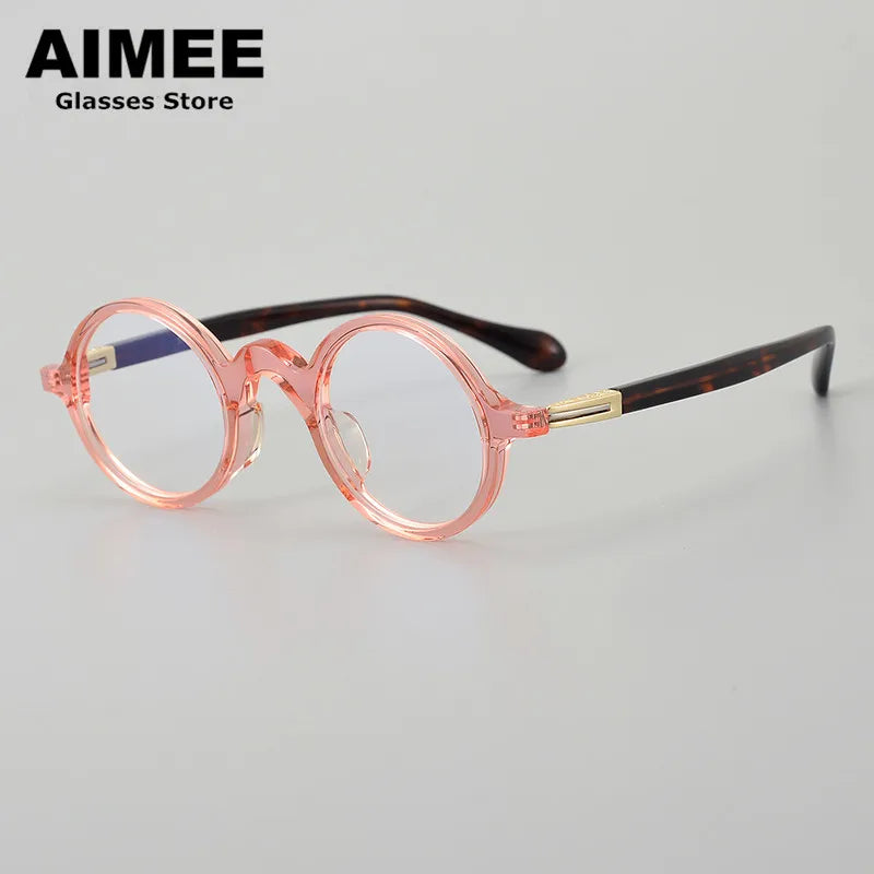 Aimee Women's Full Rim Round Titanium Acetate Eyeglasses 84203 - Lightweight & Durable Frame for Reading, Work & Everyday Use