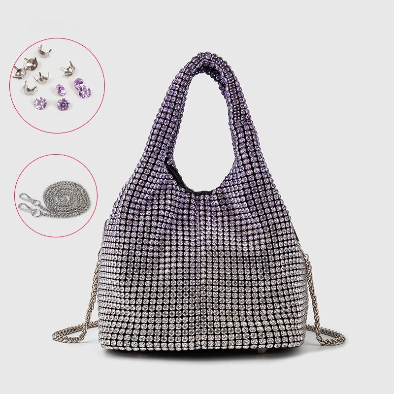 Luxury Diamond Encrusted & Diamond Filled Tote Bucket Dinner Bag - Elegant Evening Clutch for Parties, Weddings & Special Occasions - 819045946412