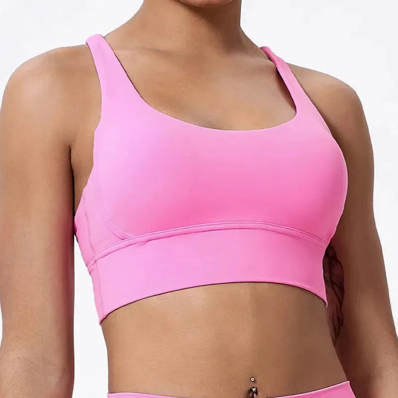Women's Push Up Sports Bra - Cross Back Yoga Top for Running, Gym & Fitness - Shockproof Workout Crop Top - Perfect for Yoga, HIIT & Cardio Workouts