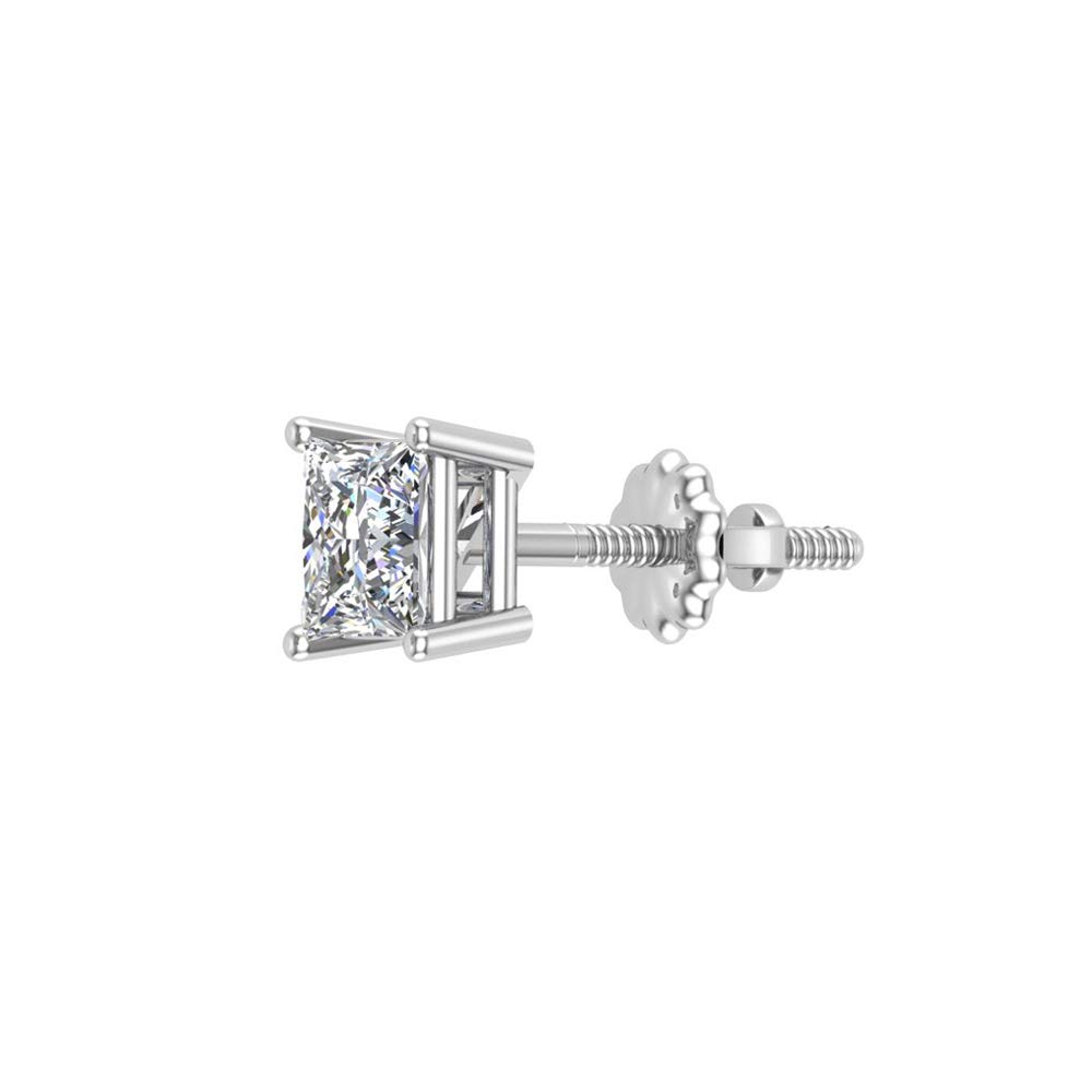 Princess Cut Diamond Stud Earrings for Men & Women - Single Replacement Earring (0.19 CTW) | Perfect for Gifts, Weddings & Everyday Luxury Jewelry