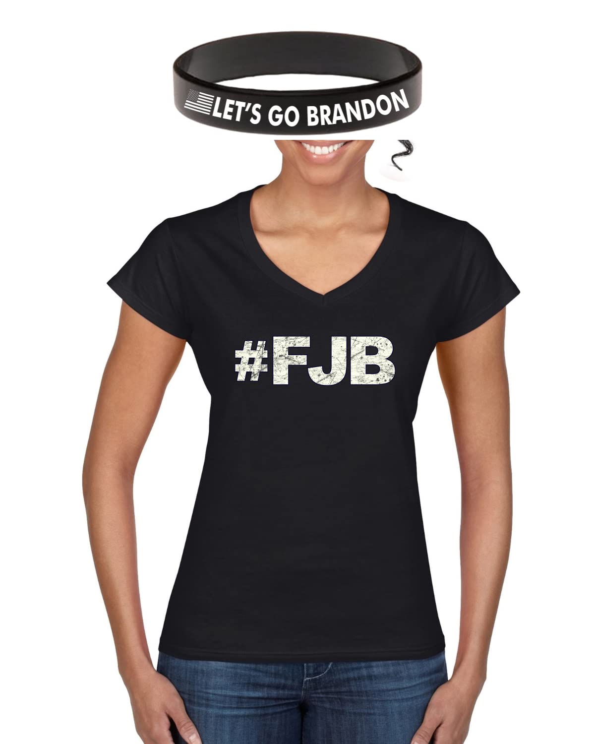 Pro America Political Women's T-Shirt Bundle with Rubber Wristband - Patriotic Conservative Apparel for Rallies & Events
