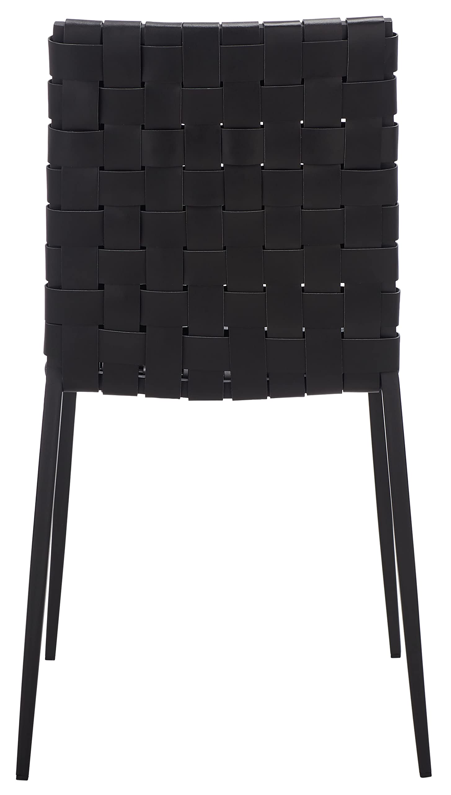 Safavieh Rayne Black Woven Leather Dining Chairs Set of 2 - Modern Fully Assembled Kitchen & Dining Room Furniture for Home & Restaurant Use