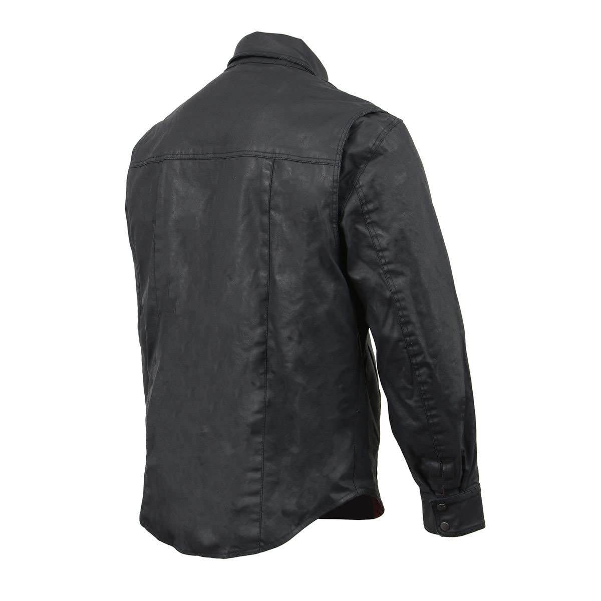 Milwaukee Leather MDM1603 Men's Black Waxy Coated Snap Front Shirt - Durable Workwear for Outdoor Activities & Motorcycle Riding