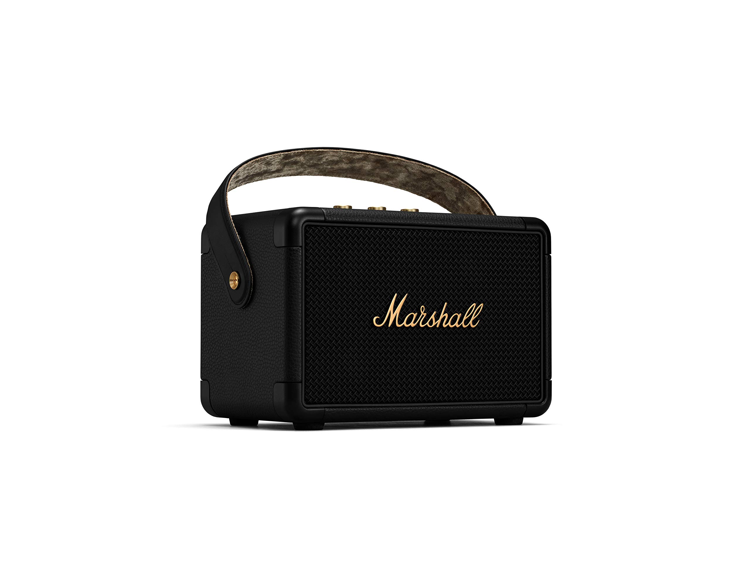 Marshall Kilburn II Portable Bluetooth Speaker - Wireless, Waterproof, Premium Sound - Black & Brass Finish | Perfect for Outdoor Adventures, Beach Parties & Home Entertainment