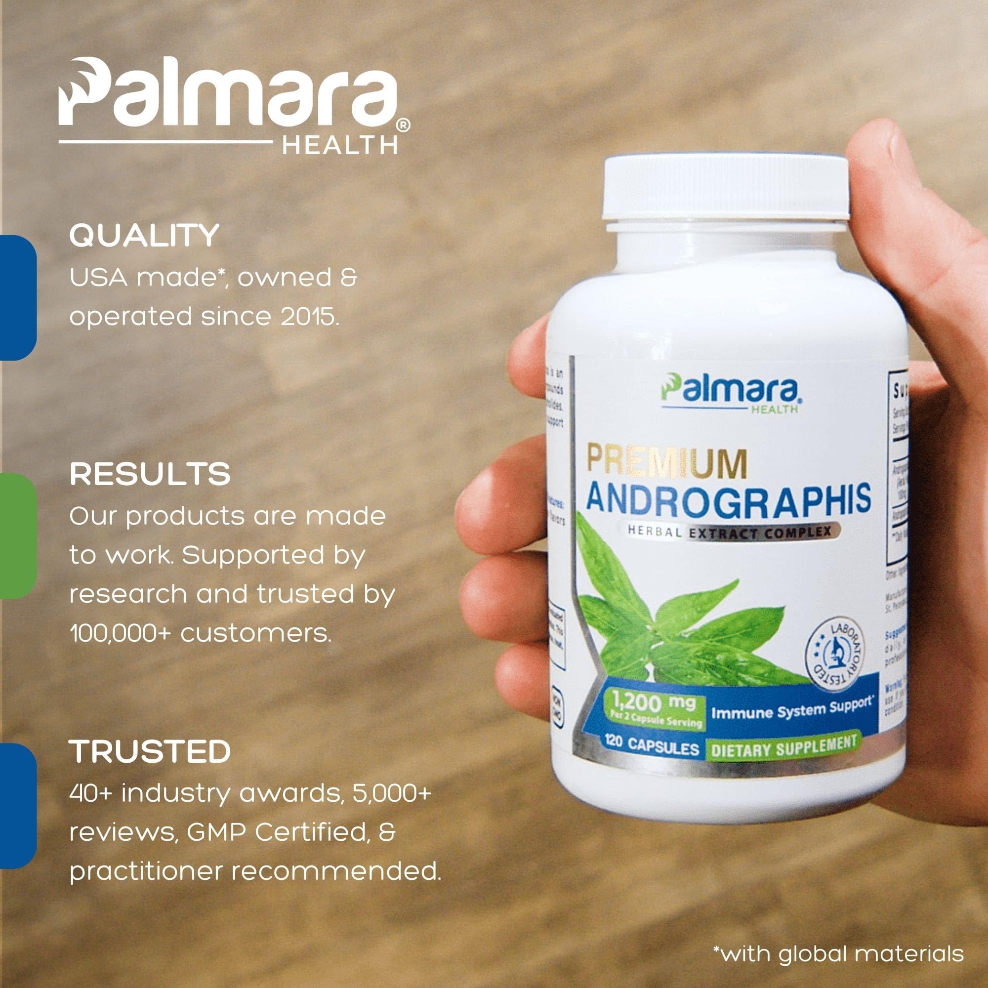Premium Andrographis Paniculata Extract 2 Pack - 1,200mg (100mg Andrographolides) per Serving, Non-GMO, Vegan, Gluten Free - Immune Support Supplement for Cold & Flu Season, Natural Herbal Remedy for Wellness