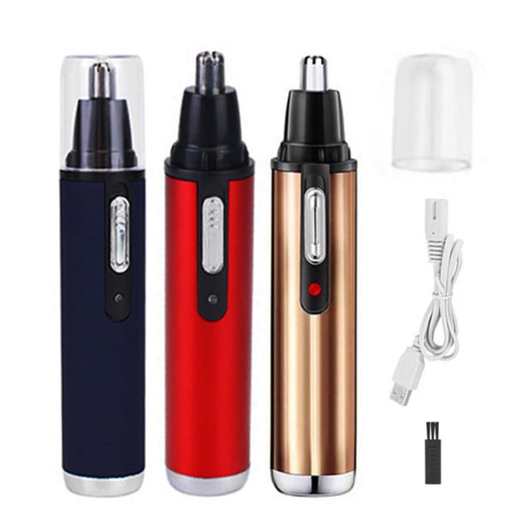 Electric Nose & Ear Hair Trimmer for Men - Painless Grooming Shaver with Travel Case (Blue) | Portable Personal Care for Travel, Home & Office Use