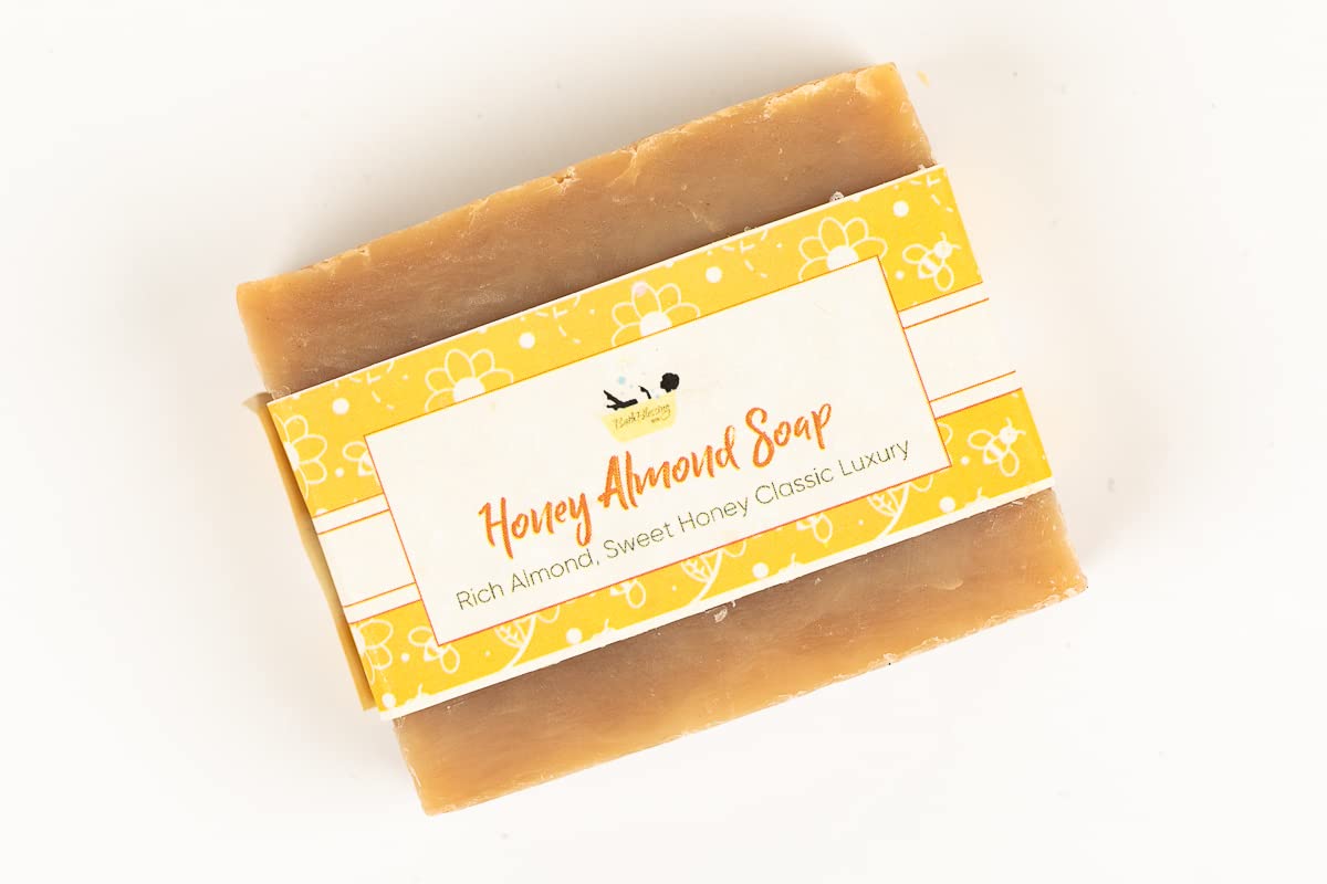 Organic Honey Almond Soap Bar - Natural Moisturizing & Exfoliating Handmade Soap for Dry Skin - Perfect for Daily Face & Body Wash, Spa Day, and Gift Sets