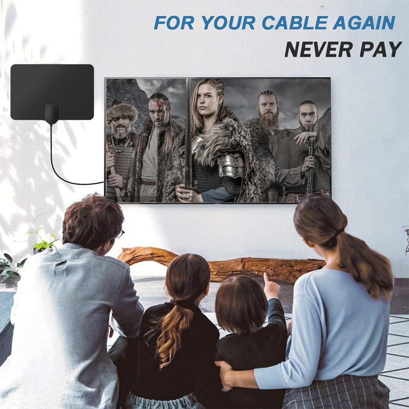 CNMTCCO Indoor TV Antenna - 250+ Miles Long Range Reception, Supports 4K 1080P HDTV Channels for Freeview TV | Includes 13 ft Coax Cable & Signal Booster | Perfect for Home, Apartment, RV & Digital TV Setup