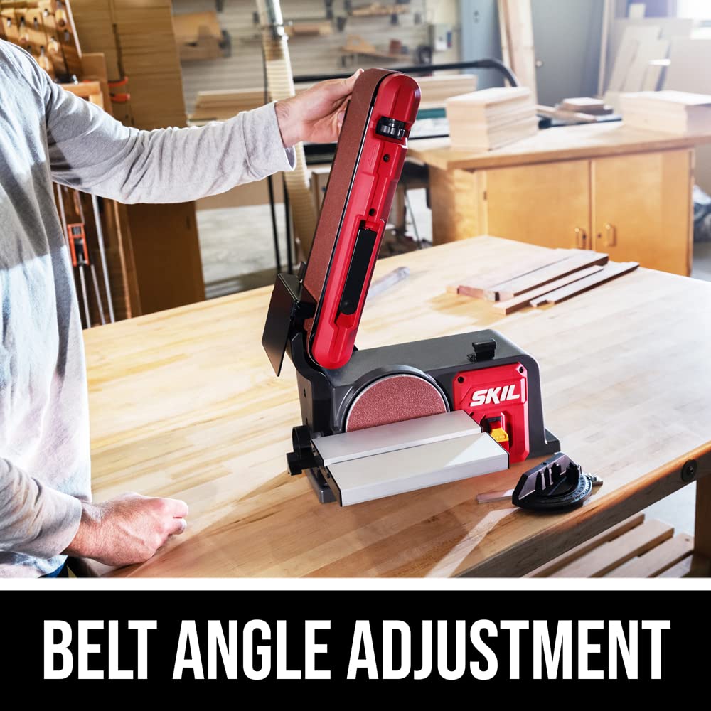 SKIL BB9504-00 4.5 Amp Benchtop Belt & Disc Sander - Woodworking & Metal Sanding Tool for DIY Projects & Home Workshops