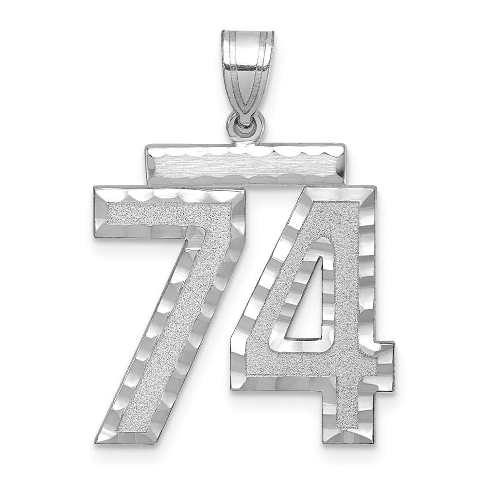 The Black Bow 14k White Gold Varsity Collection Large D/C Pendant Number 74 - Perfect for Graduation Gifts and Sports Enthusiasts