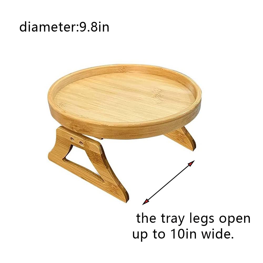 Natural Bamboo Sofa Armrest Tray - Clip-on TV Snack Tray Organizer for Remote Control, Coffee & Snacks | Perfect for Living Room, Bedroom & Home Theater Relaxation