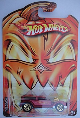 Hot Wheels Fright Cars - Green The Demon Pumpkin Card - Die-Cast Halloween Toy Car for Kids Collection & Spooky Decor
