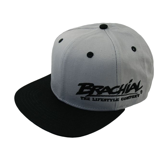 Brachial Snapback Cap - Light Grey/Black Adjustable Hat for Men & Women - Perfect for Outdoor Sports, Casual Wear, and Street Fashion