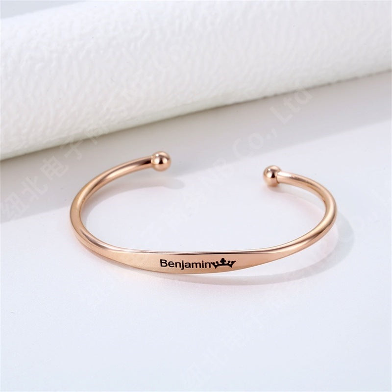 Personalized Birthstone Bangle Bracelet with Custom Name Engraving - Perfect for Birthdays, Anniversaries & Mother's Day Gifts | B003