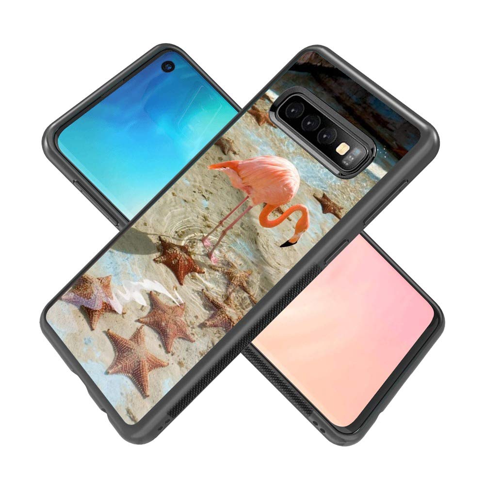 Shockproof Black TPU Silicone Case for Samsung Galaxy S10 Plus - Starfish Flamingo Square Protective Phone Cover | Perfect for Outdoor Activities, Travel & Daily Use