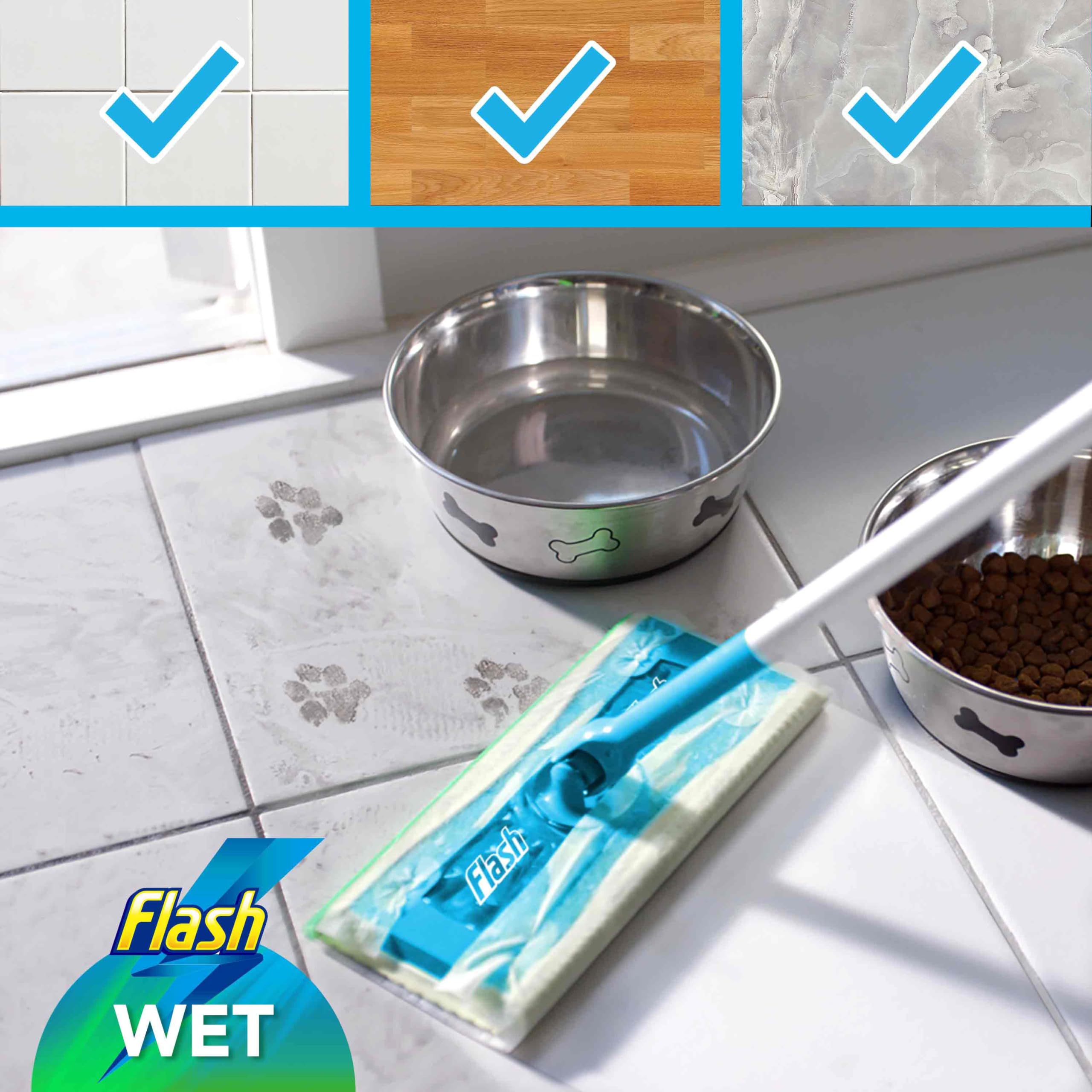 Flash Speedmop Wet Cloth Refills - 96 Pack (24 x 4) | Lemon Scented Antibacterial Floor Cleaning Wipes | Compatible with Flash Speed Mop | Ideal for Hardwood, Tile & Laminate Floors | Quick & Easy Household Cleaning Solution
