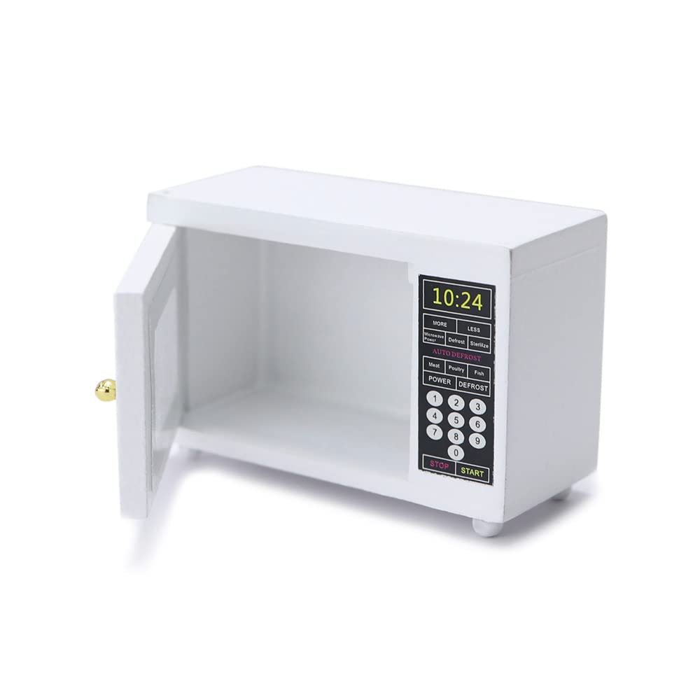 1:12 Scale Miniature Microwave Oven - High Simulation Dollhouse Kitchen Accessories, Mini Furniture & Appliances for Realistic House Decoration (White) | Perfect for Dollhouse Displays, Miniature Collections & DIY Craft Projects