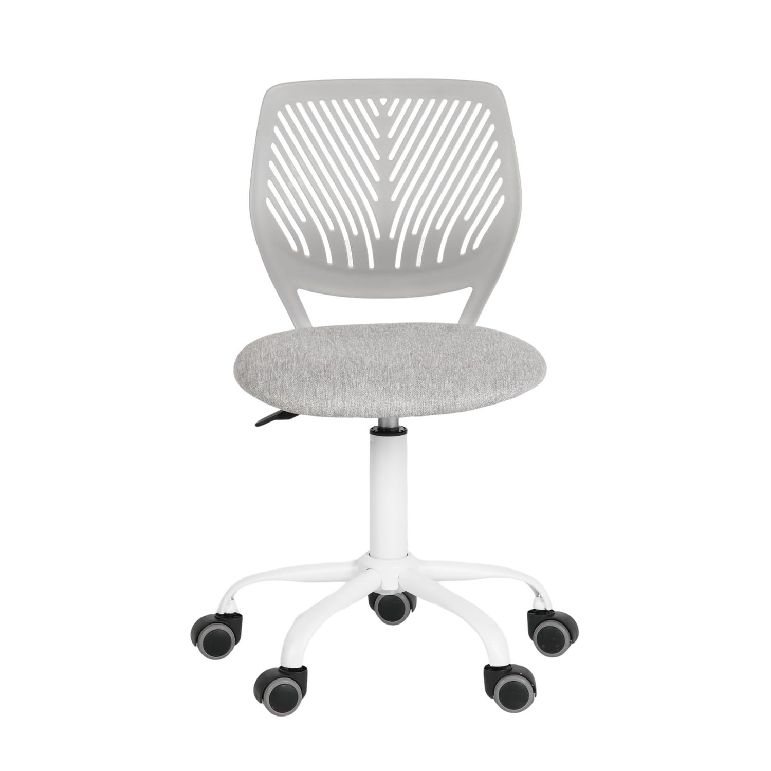Adjustable Height Kids Computer Chair - Armless 360° Swivel Study Chair for Boys & Girls - Ergonomic Low-Back Task Chair for Home, Bedroom & School - Perfect for Online Learning, Gaming & Homework (Grey)