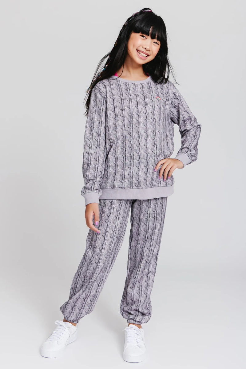 Rainbow Cable Knit Print Sweatpants for Women - Cozy Winter Lounge Pants, Casual Fleece Joggers for Home & Outdoor Activities