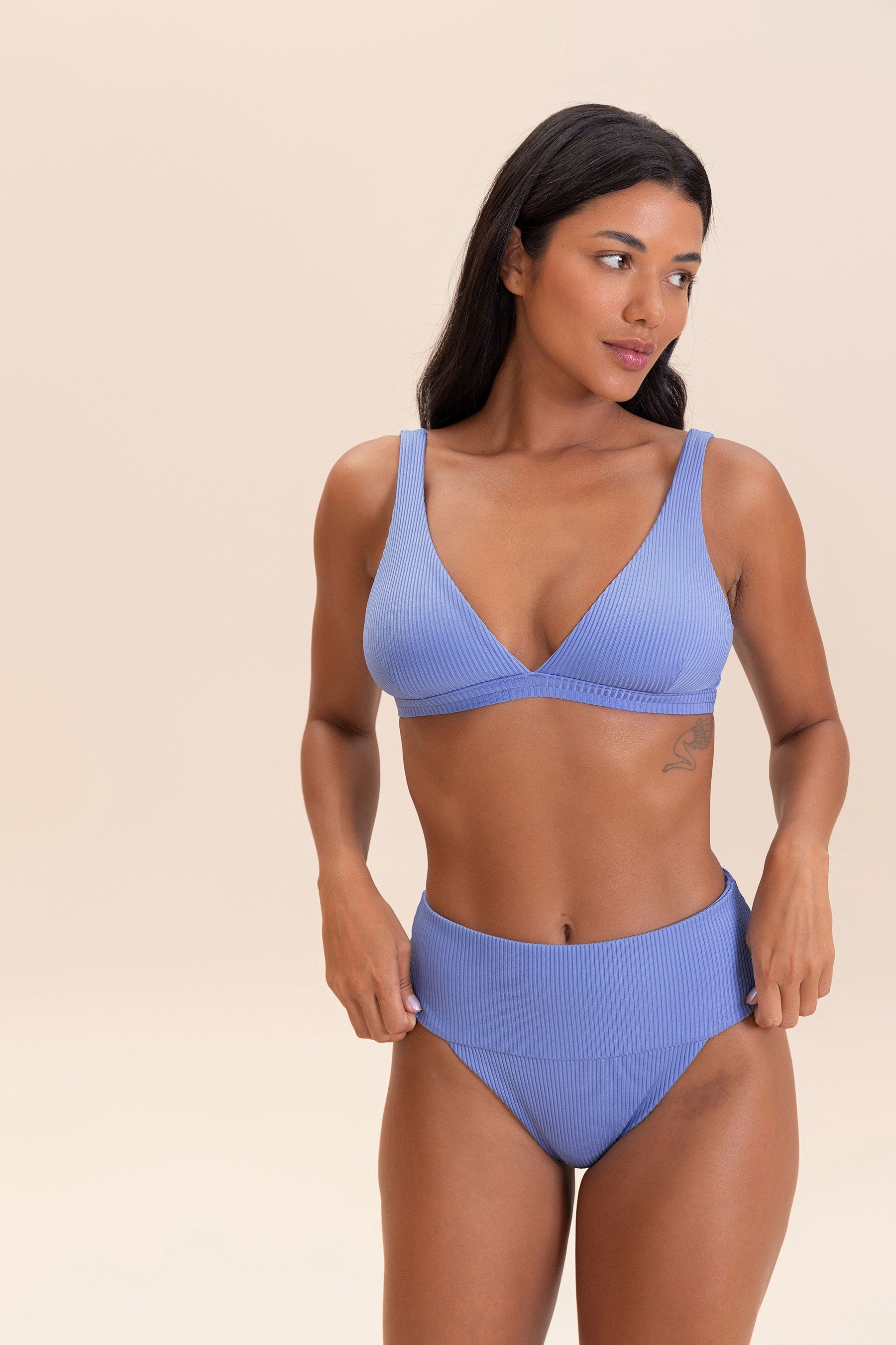 High Waist Glossy Ribbed Bikini Bottom - Sexy Swimwear for Women | Perfect for Beach Vacations & Pool Parties