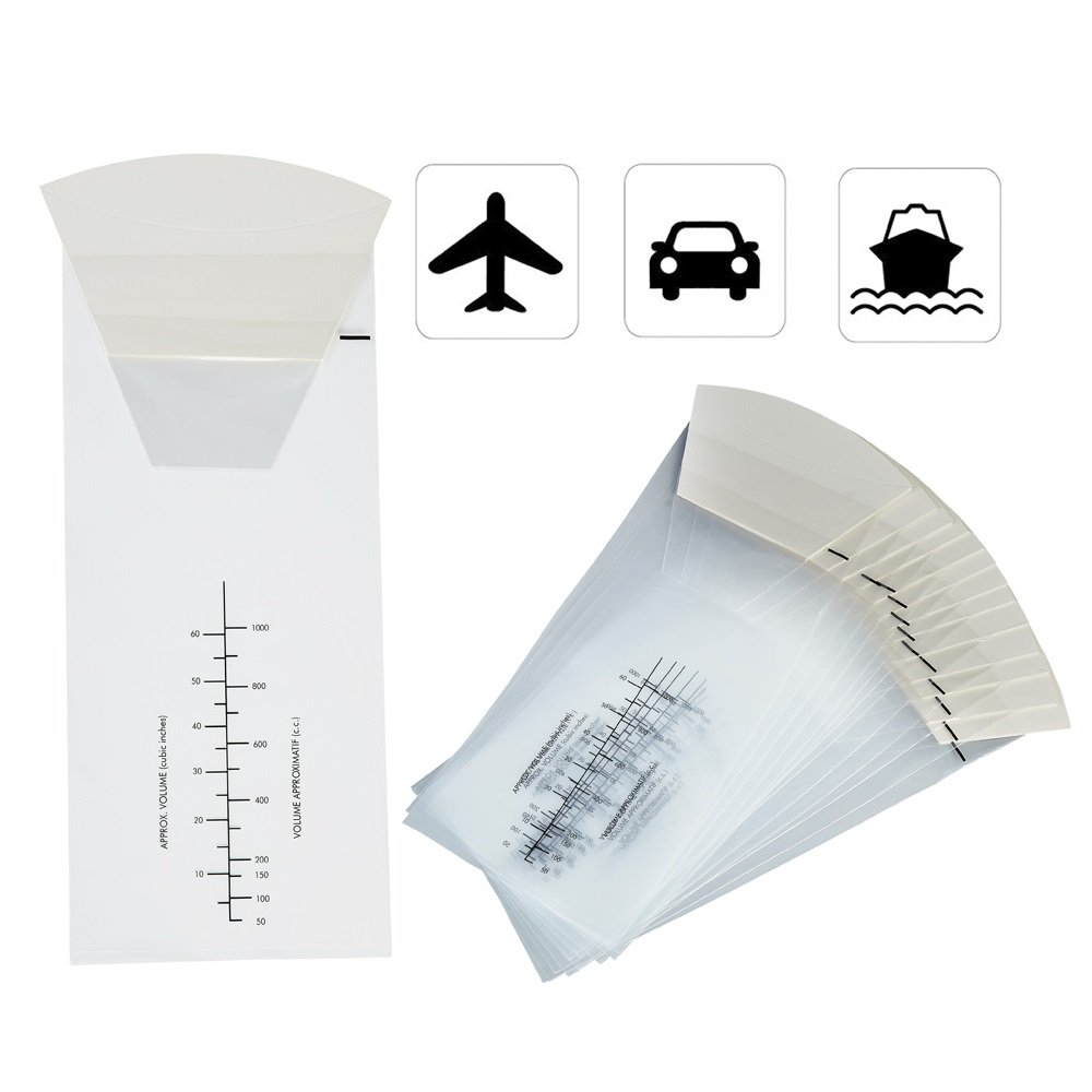 48 Pack Clear Disposable Vomit Bags for Travel, Cars & Hospitals - Leakproof Nausea & Motion Sickness Bags for Adults & Kids - Convenient Emergency Puke Bags for Airplanes, Boats & Road Trips