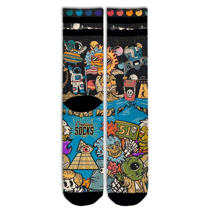 American Socks Signature Conspiracy Mid High Crew Socks - Premium Cotton Blend for Men & Women - Perfect for Casual Wear, Sports & Outdoor Activities
