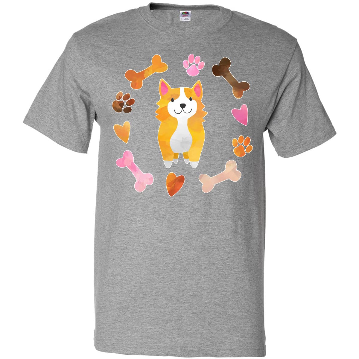 Inktastic Cute Corgi Puppy Valentine T-Shirt with Hearts & Bones - Perfect for Valentine's Day Gifts, Dog Lovers & Casual Wear