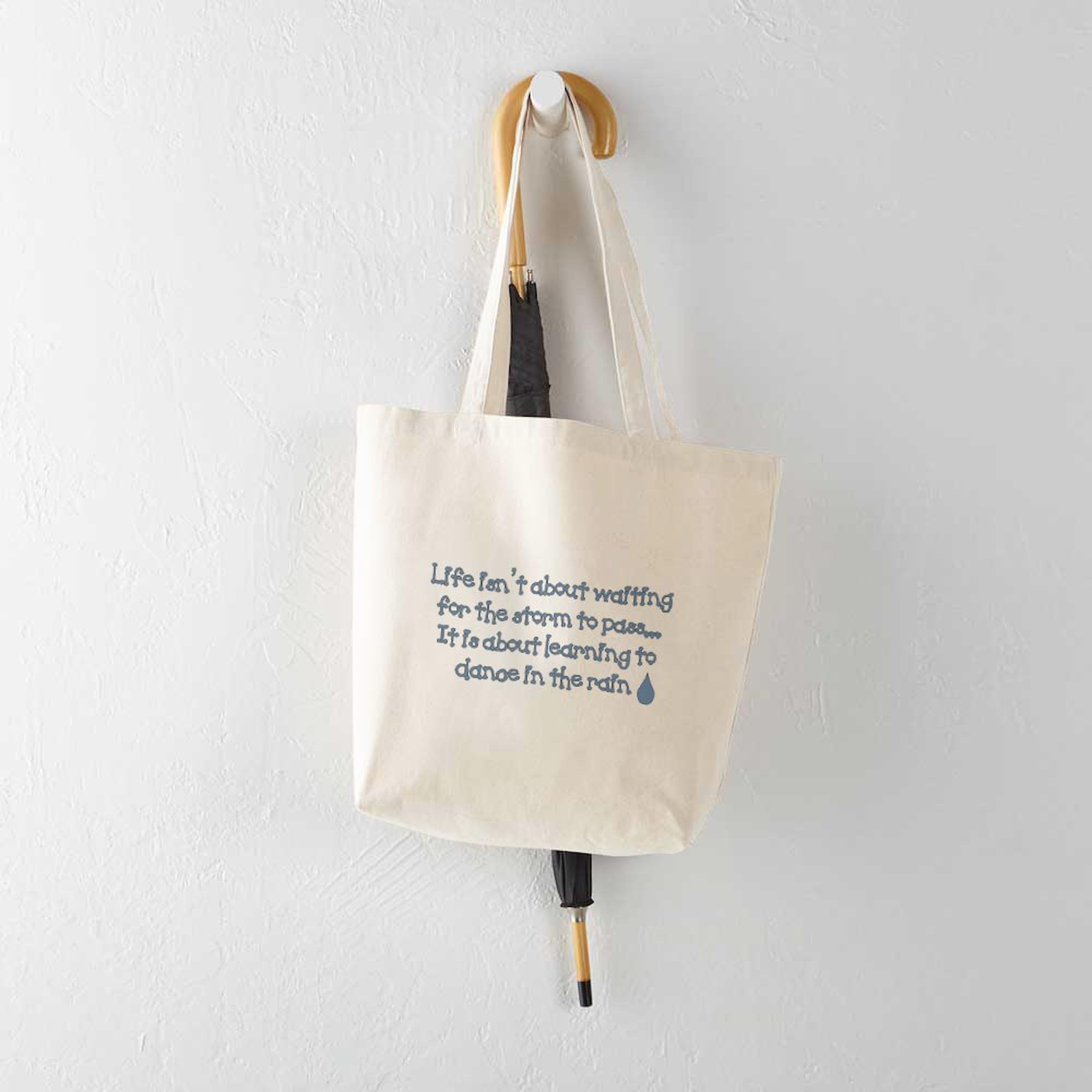 Dance In The Rain Tote Bag - Natural Canvas Reusable Shopping Bag for Women & Men - Eco-Friendly Grocery Tote for Beach, Work, Gym & Daily Use