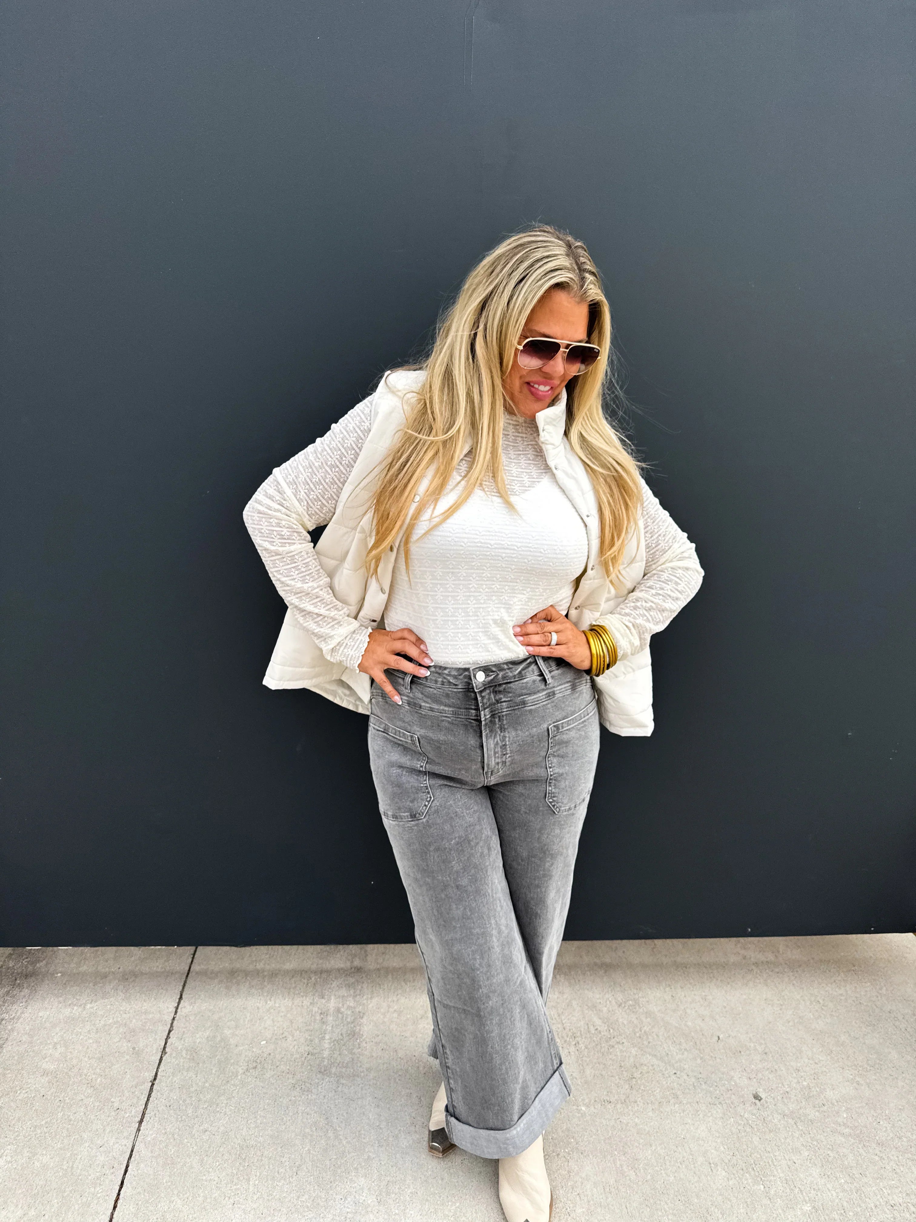 PREORDER: Grey Clover Front Pocket Jeans for Women - High Waist Slim Fit Denim Pants - Casual & Work Wear - Perfect for Office, Dating & Everyday Outfits